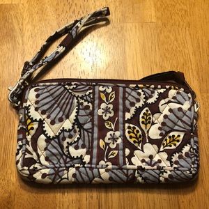 Blue and Brown Flower Wristlet